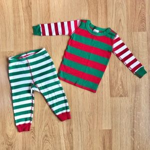 EUC Hanna Andersson Baby Two Piece Striped Pajama Set-Red, Green and White
